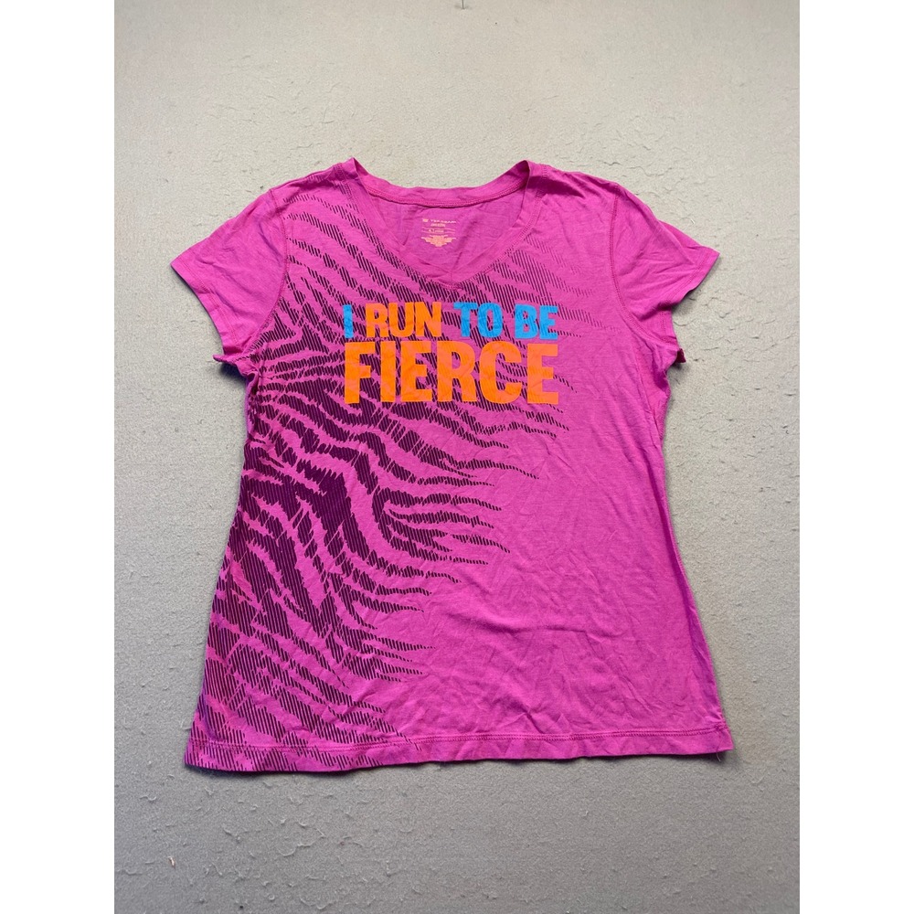 Tek Gear T-Shirt Cotton Polyester Pink Graphic XL Womens